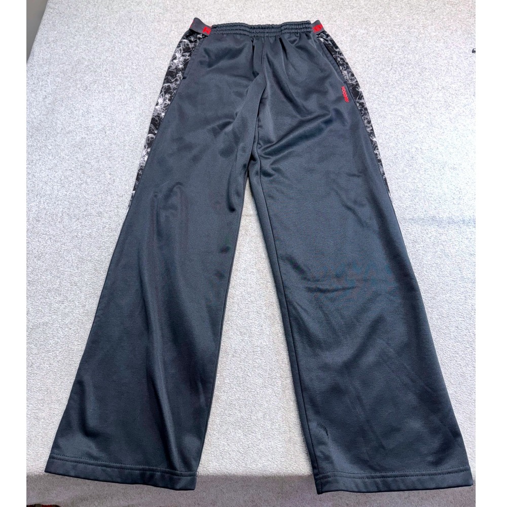 Reebok Sweatpants Kids XL Black Smoke Print Side Stripe Athletic Training Pants